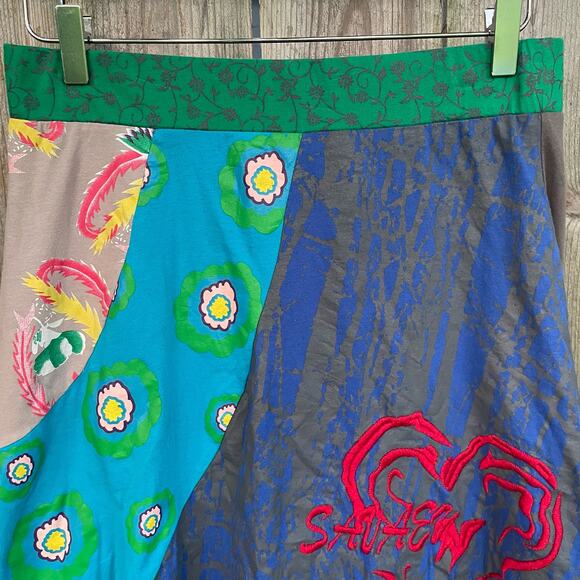 Kessley Skirt Whimsical Embroidery Peasant Style Boho-Chic Blue Red Small - Picture 3 of 10